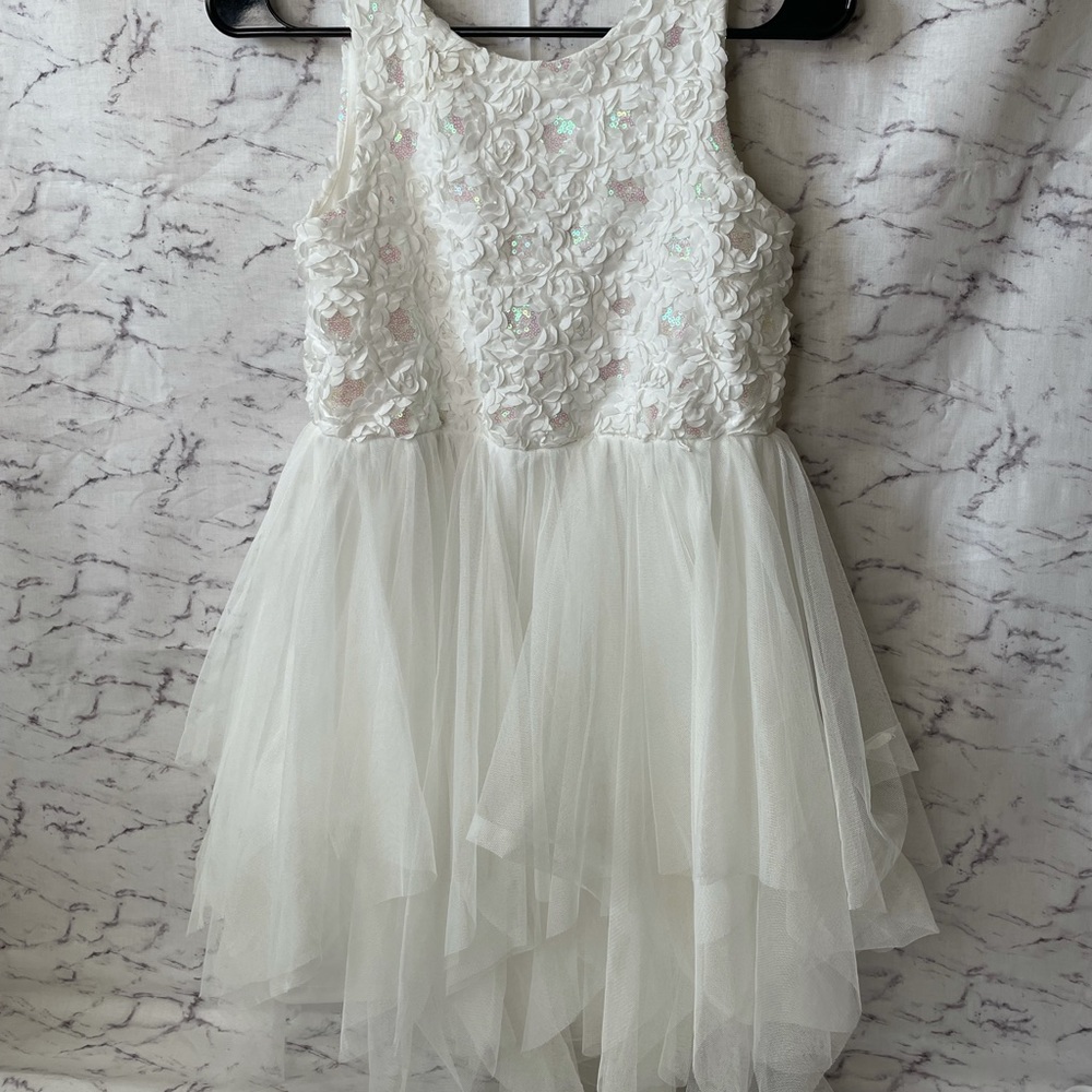 Girls White Justice Dress W/ Sequins